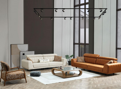 Couchgarnitur Viersitzer Dreisitzer Sessel Braun 3tlg Polstersofa Set